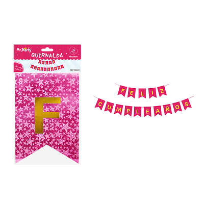 Guirnalda con estrellas holográfica fucsia 16*20cm 15pcs