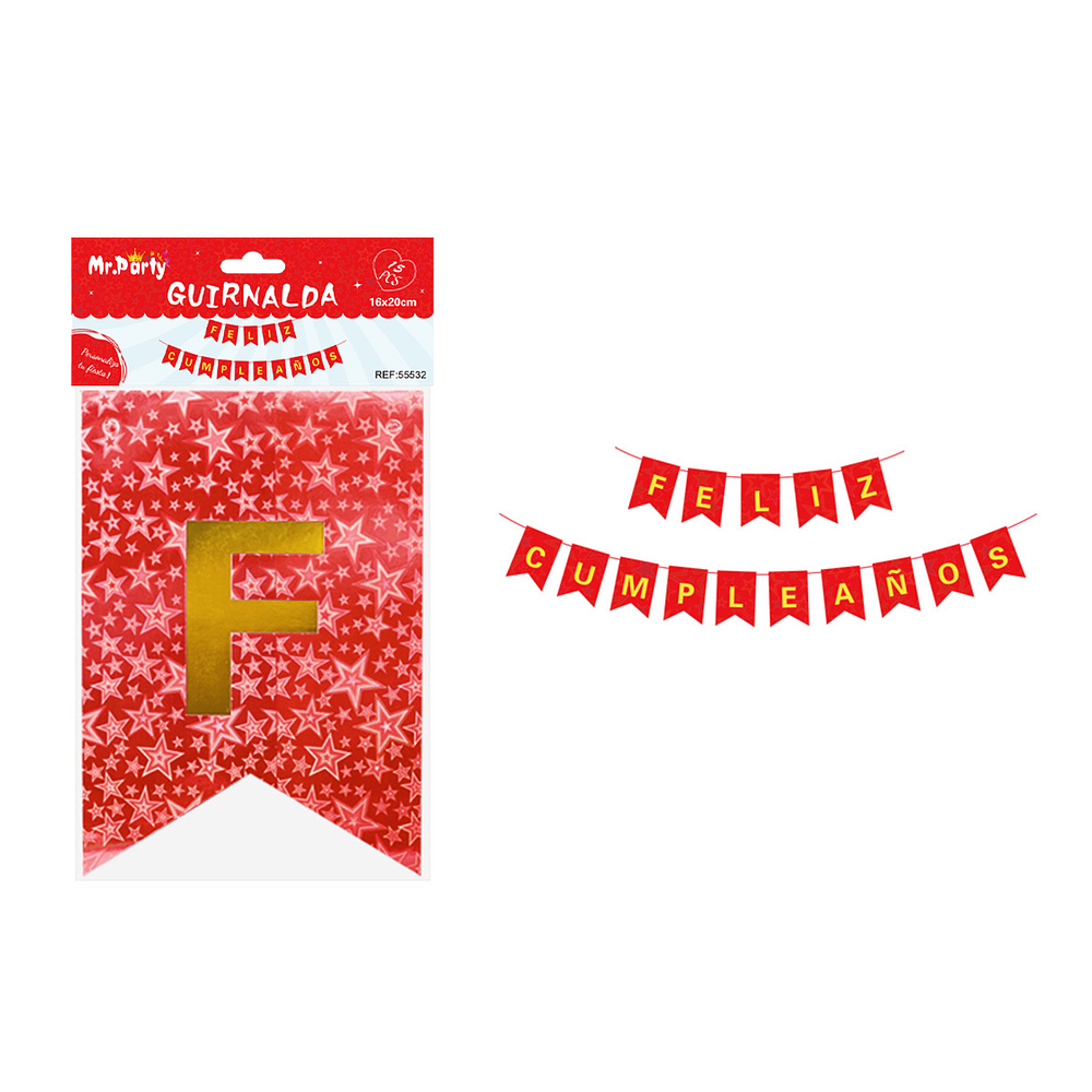 Guirnalda con estrellas holográfica roja 16*20cm 15pcs