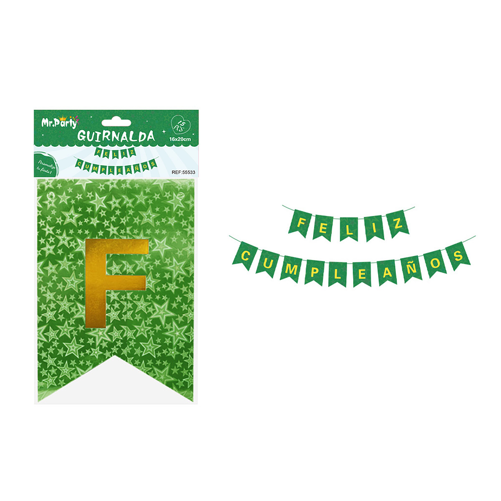 Guirnalda con estrellas holográfica verde 16*20cm 15pcs