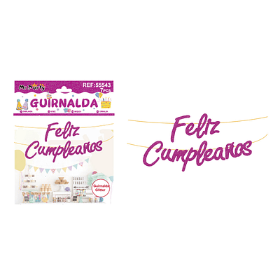Guirnalda feliz cumpleaños fucsia 7pcs