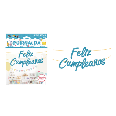 Guirnalda feliz cumpleaños azul claro 7pcs