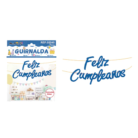 Guirnalda feliz cumpleaños azul oscuro 7pcs