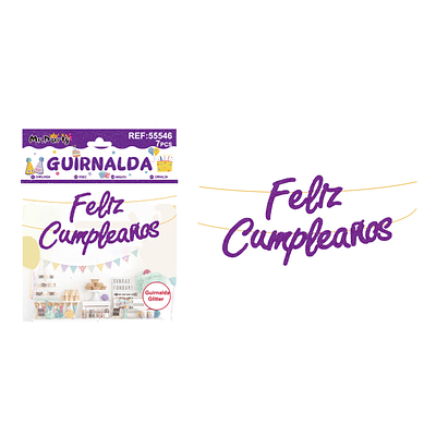 Guirnalda feliz cumpleaños morada 7pcs