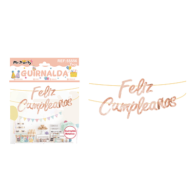 Guirnalda feliz cumpleaños brillante rosa dorado 7pcs