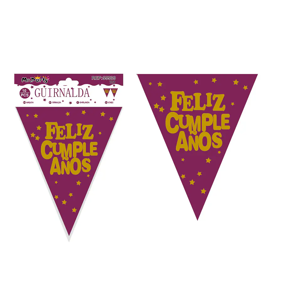 Guirnaldas de banderines feliz cumpleaños morada 10pcs 3M 1