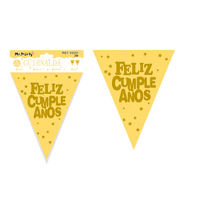 Guirnaldas de banderines feliz cumpleaños dorada 10pcs 3M