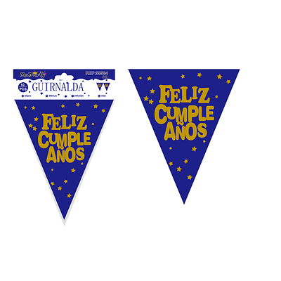 Guirnaldas de banderines feliz cumpleaños azul 10pcs 3M
