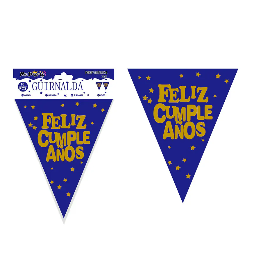 Guirnaldas de banderines feliz cumpleaños azul 10pcs 3M 1
