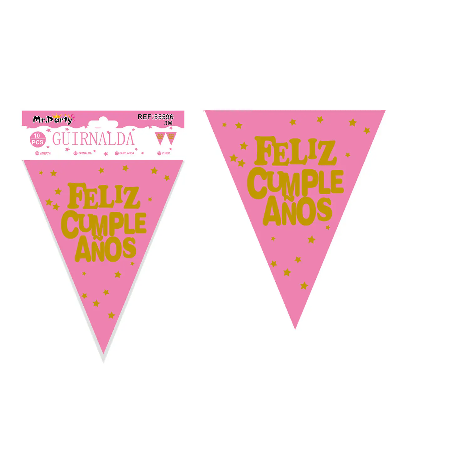 Guirnaldas de banderines feliz cumpleaños rosa 10pcs 3M 1