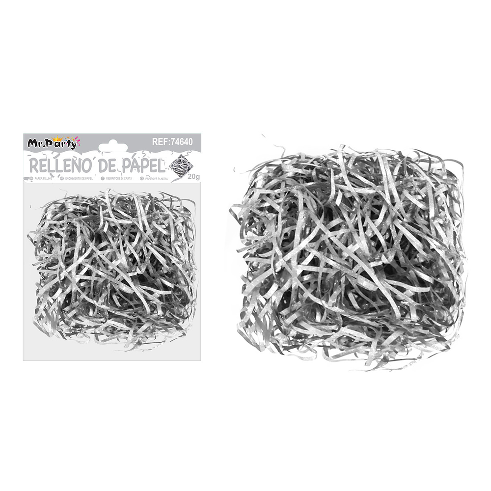 Relleno de papel con glitter plateado 20g