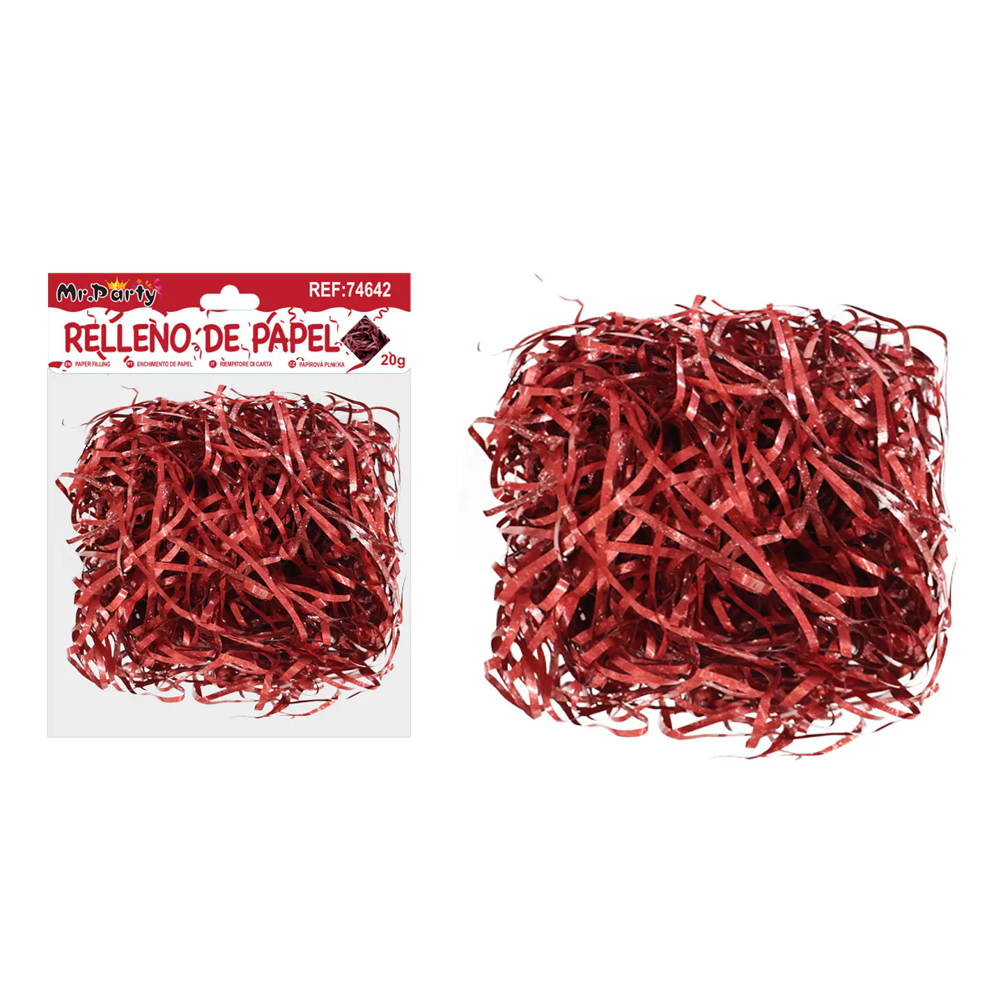 Relleno de papel con glitter rojo 20g 1
