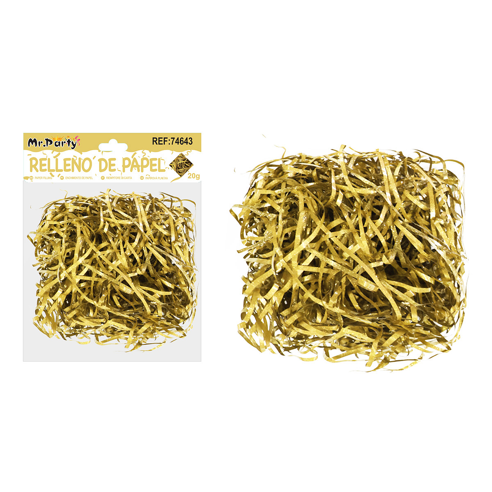 Relleno de papel con glitter dorado claro 20g