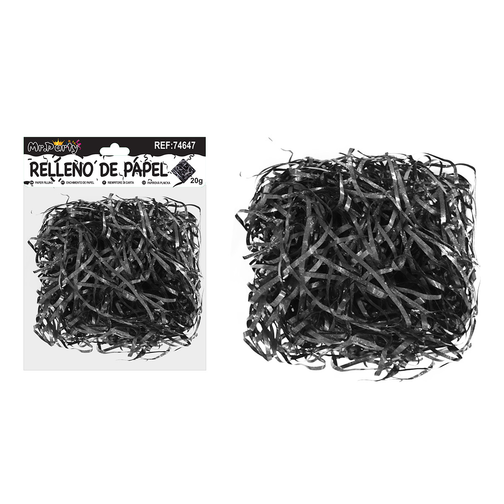 Relleno de papel con glitter negro 20g
