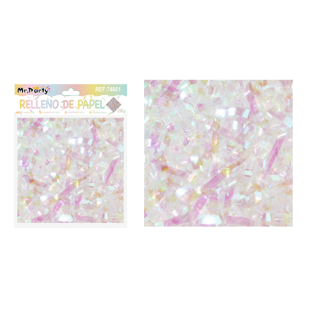 Relleno de papel iridiscente blanco 20g
