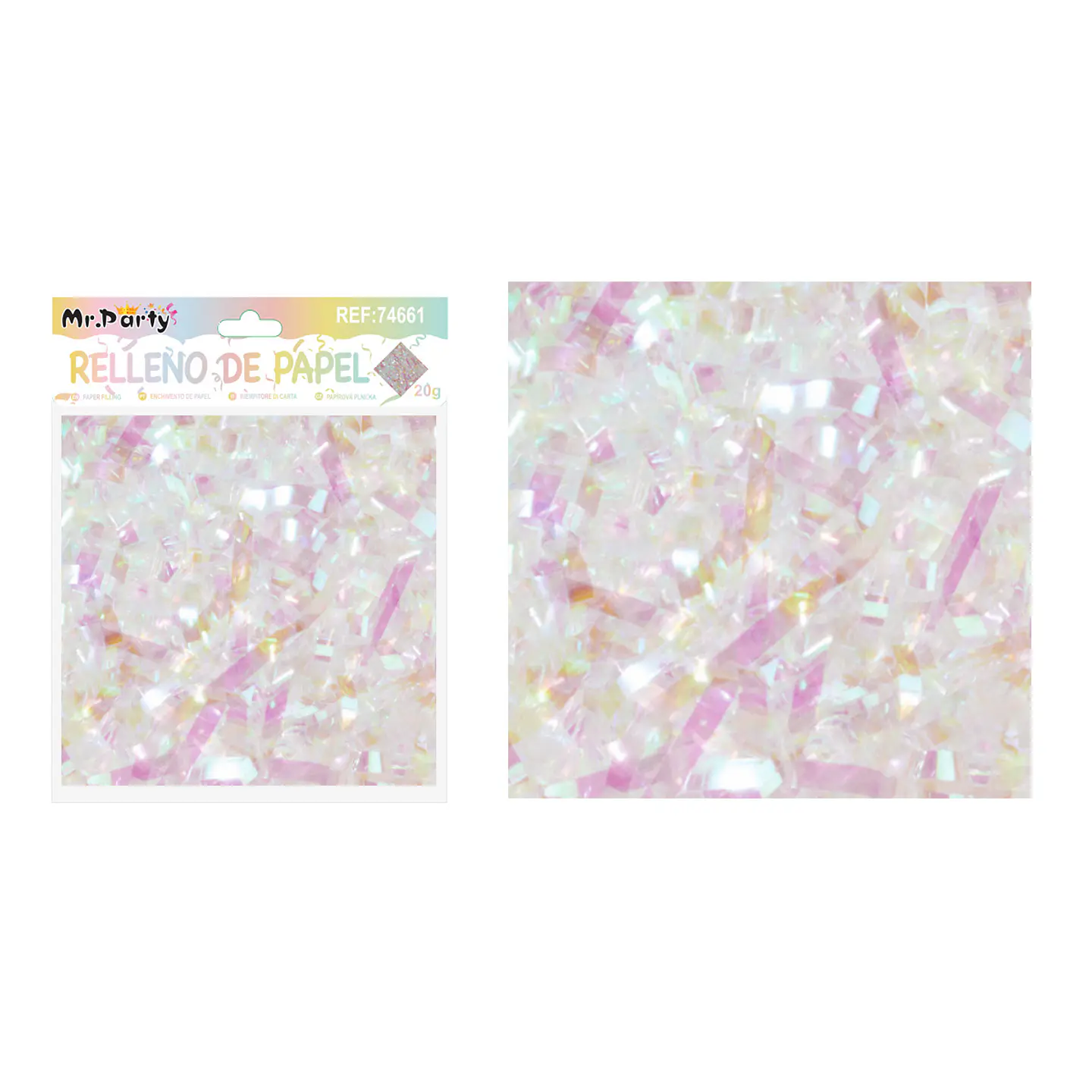 Relleno de papel iridiscente blanco 20g 1