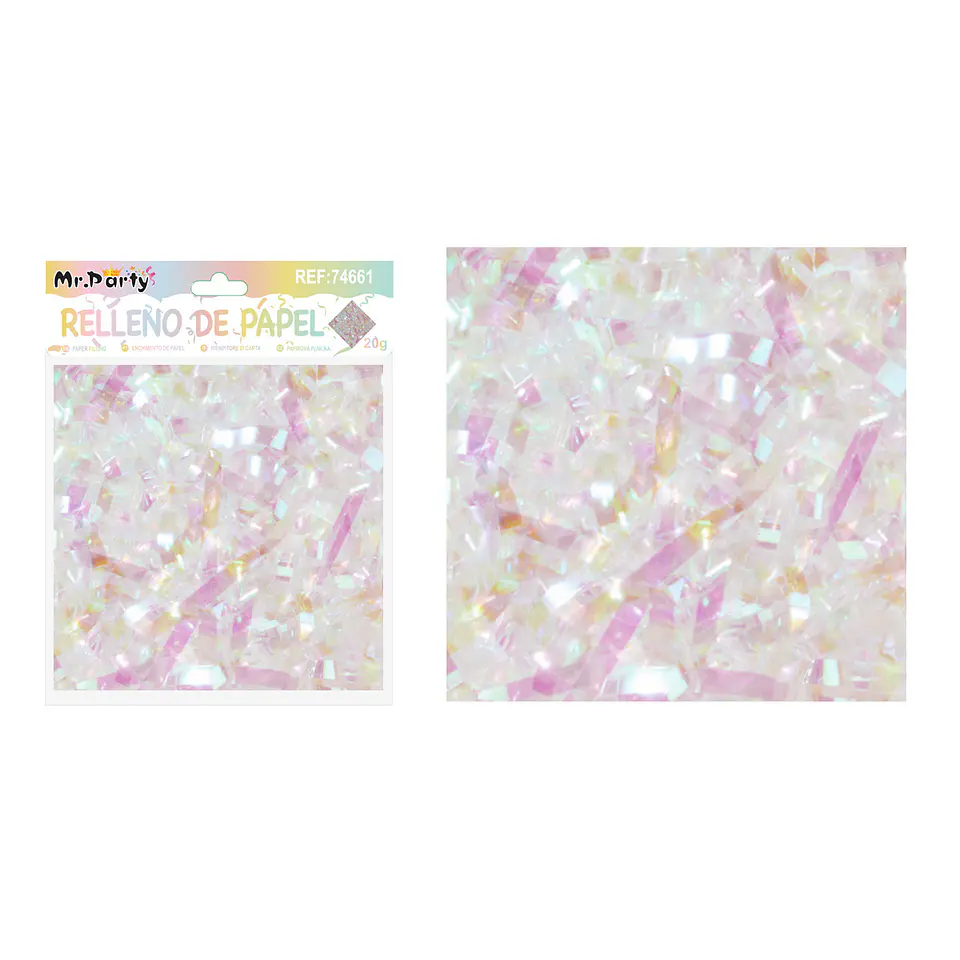 Relleno de papel iridiscente blanco 20g 1