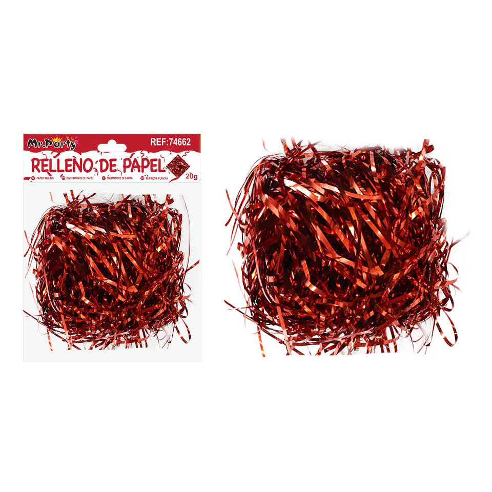 Relleno de papel iridiscente rojo 20g 1