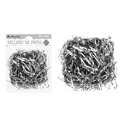 Relleno de papel iridiscente plateado 20g