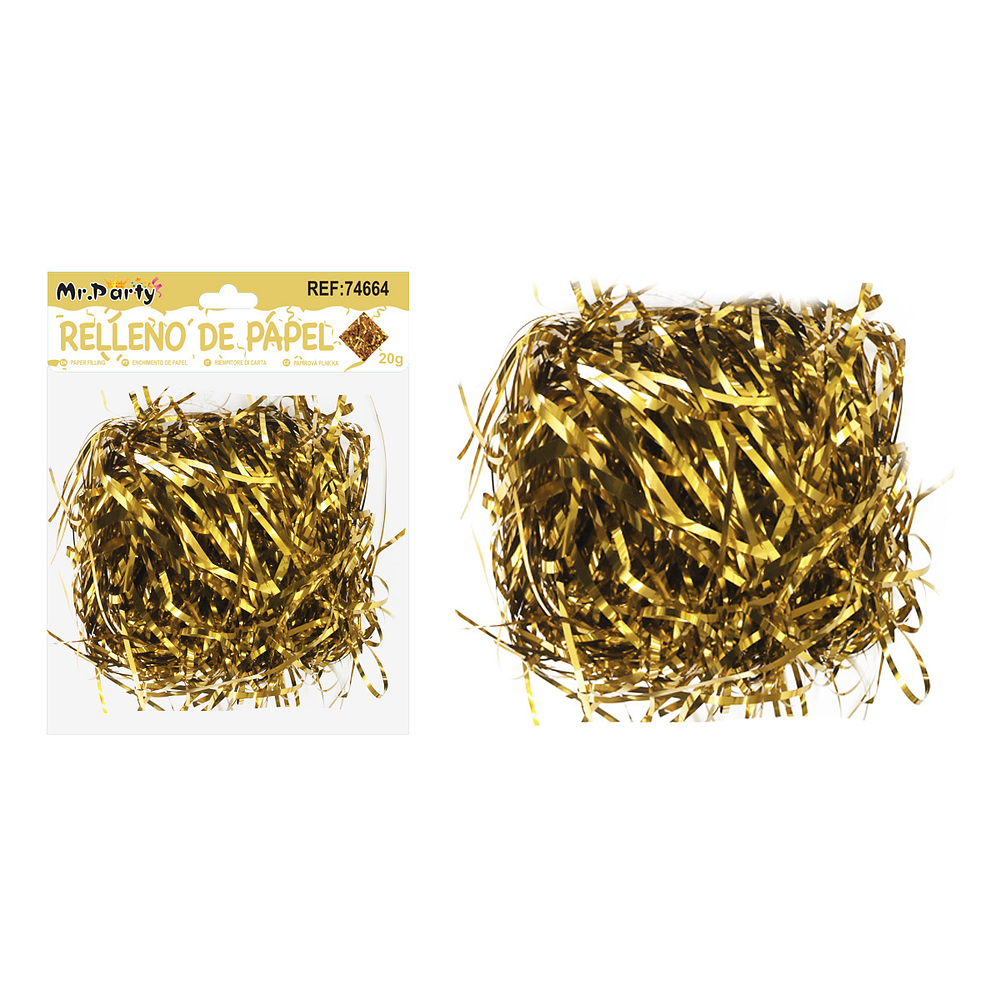 Relleno de papel iridiscente dorado 20g