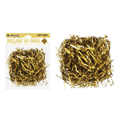 Relleno de papel iridiscente dorado 20g