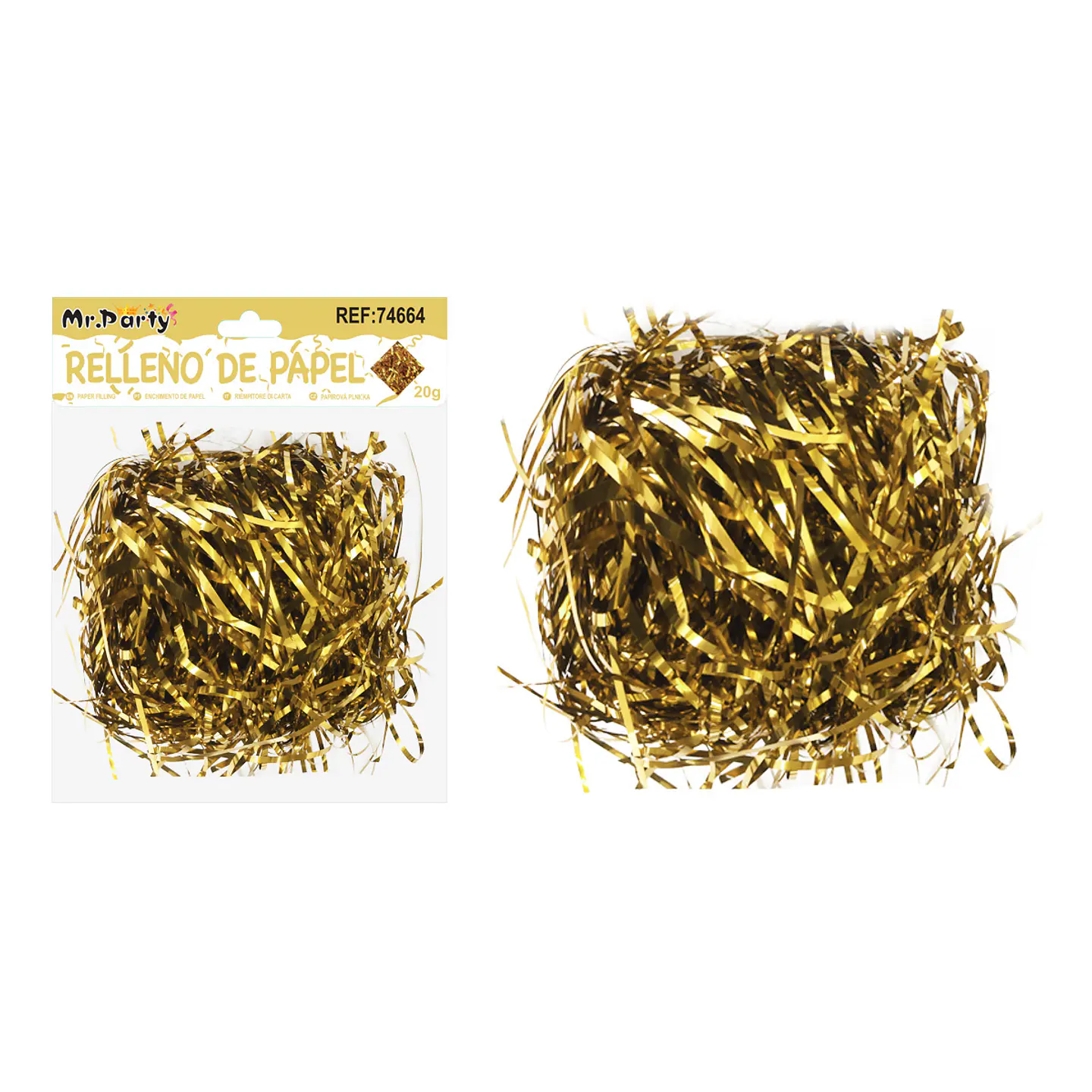 Relleno de papel iridiscente dorado 20g 1