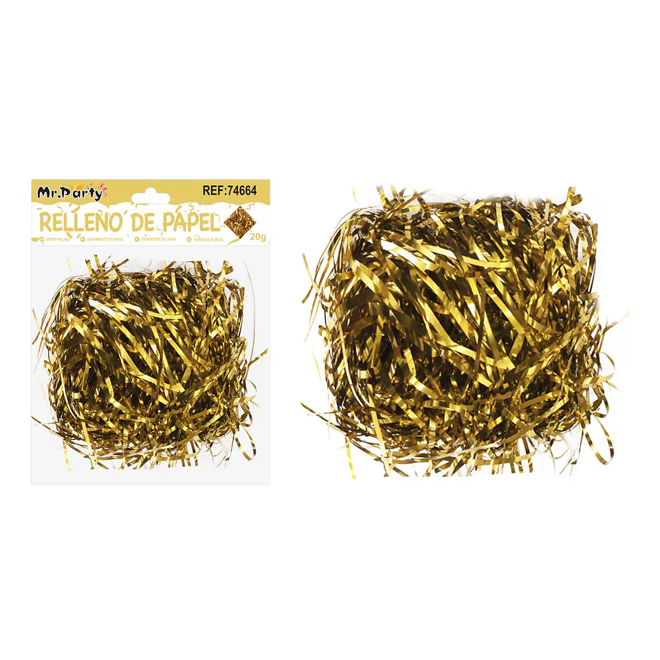 Relleno de papel iridiscente dorado 20g 1