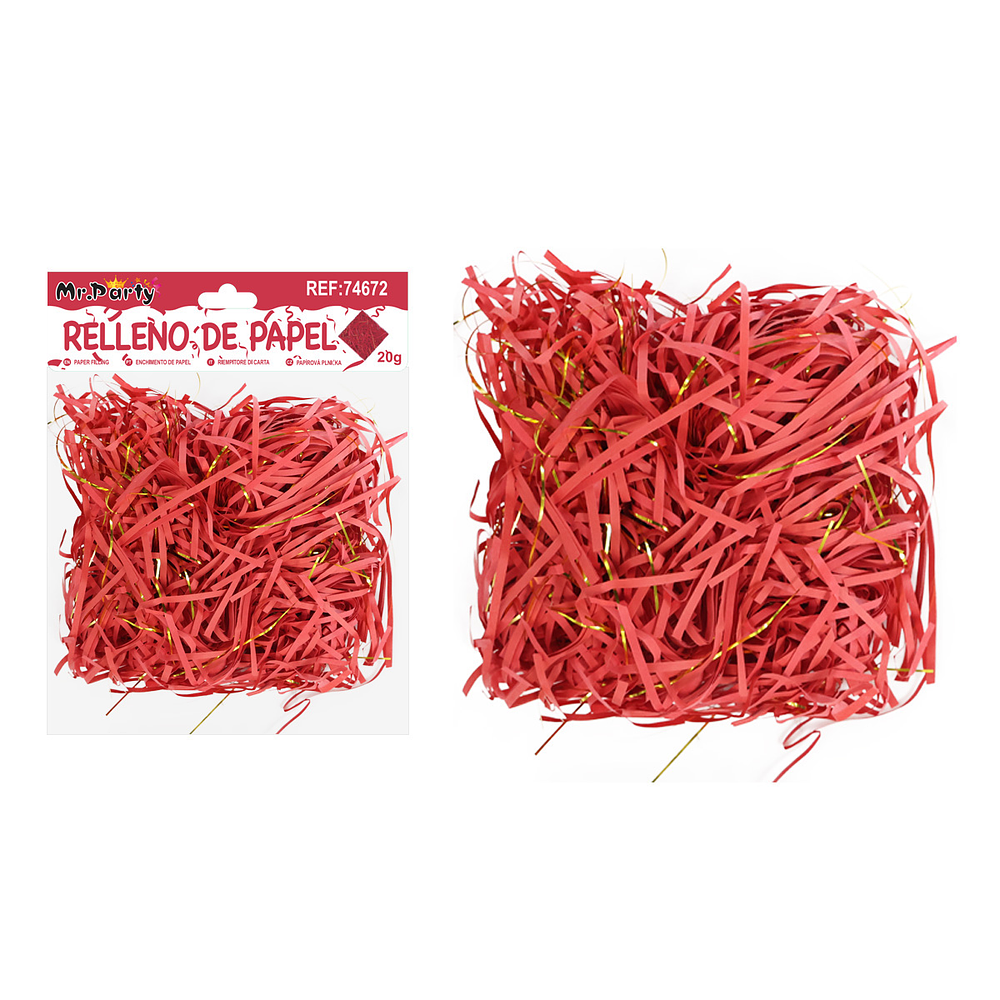 Relleno de papel bicolor rojo 20g