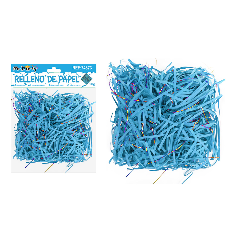 Relleno de papel bicolor azul lago 20g