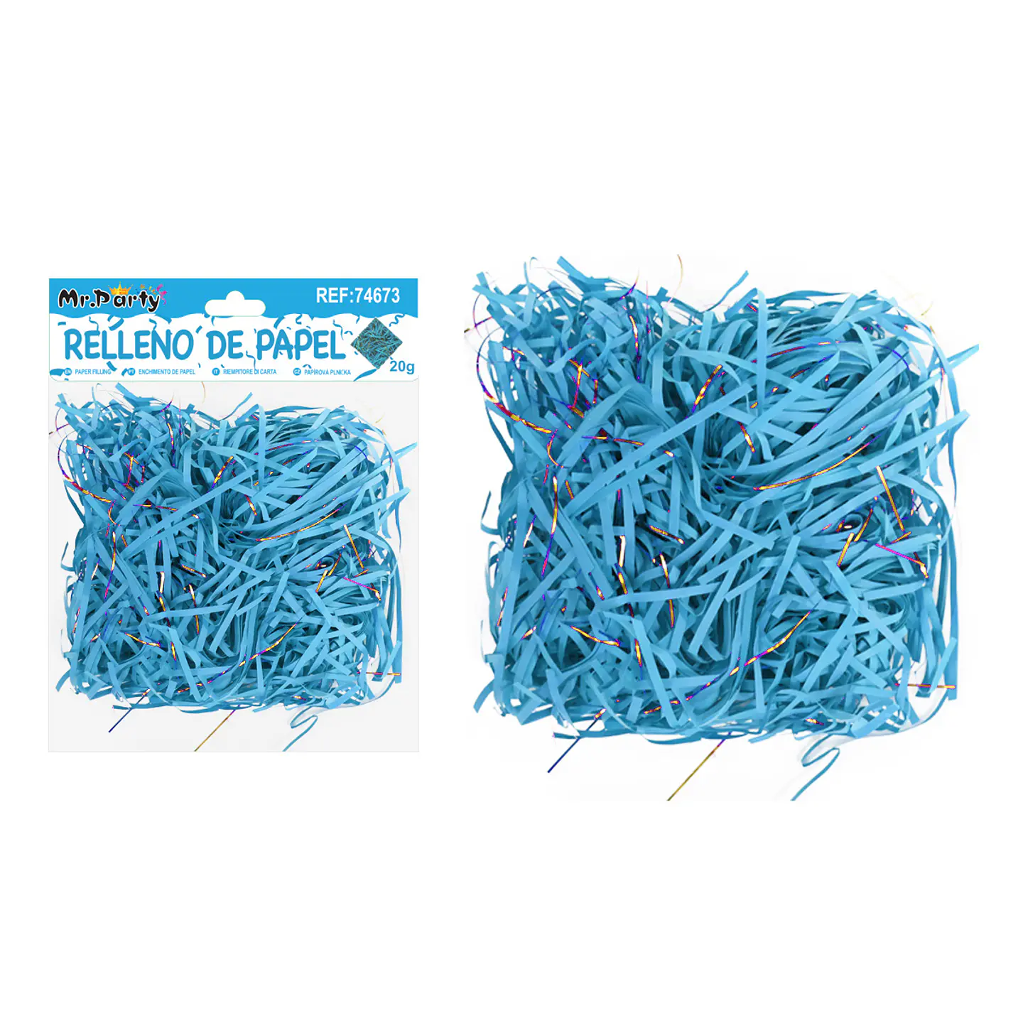 Relleno de papel bicolor azul lago 20g 1