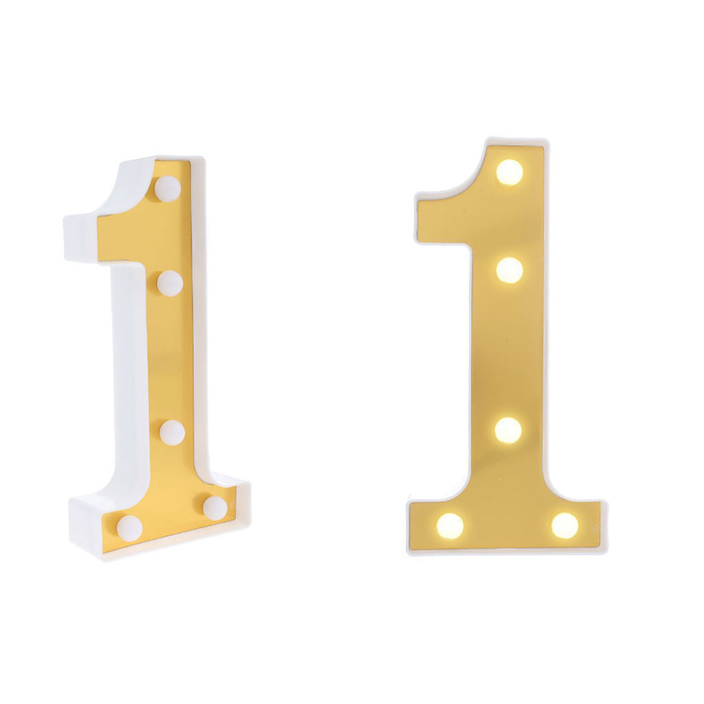 Número 1 dorado con luz LED 22cm