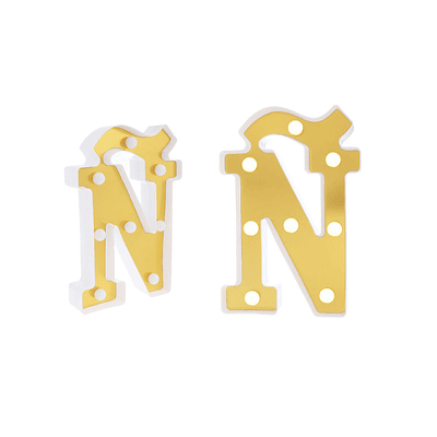 Letra Ñ dorado con luz LED 22cm