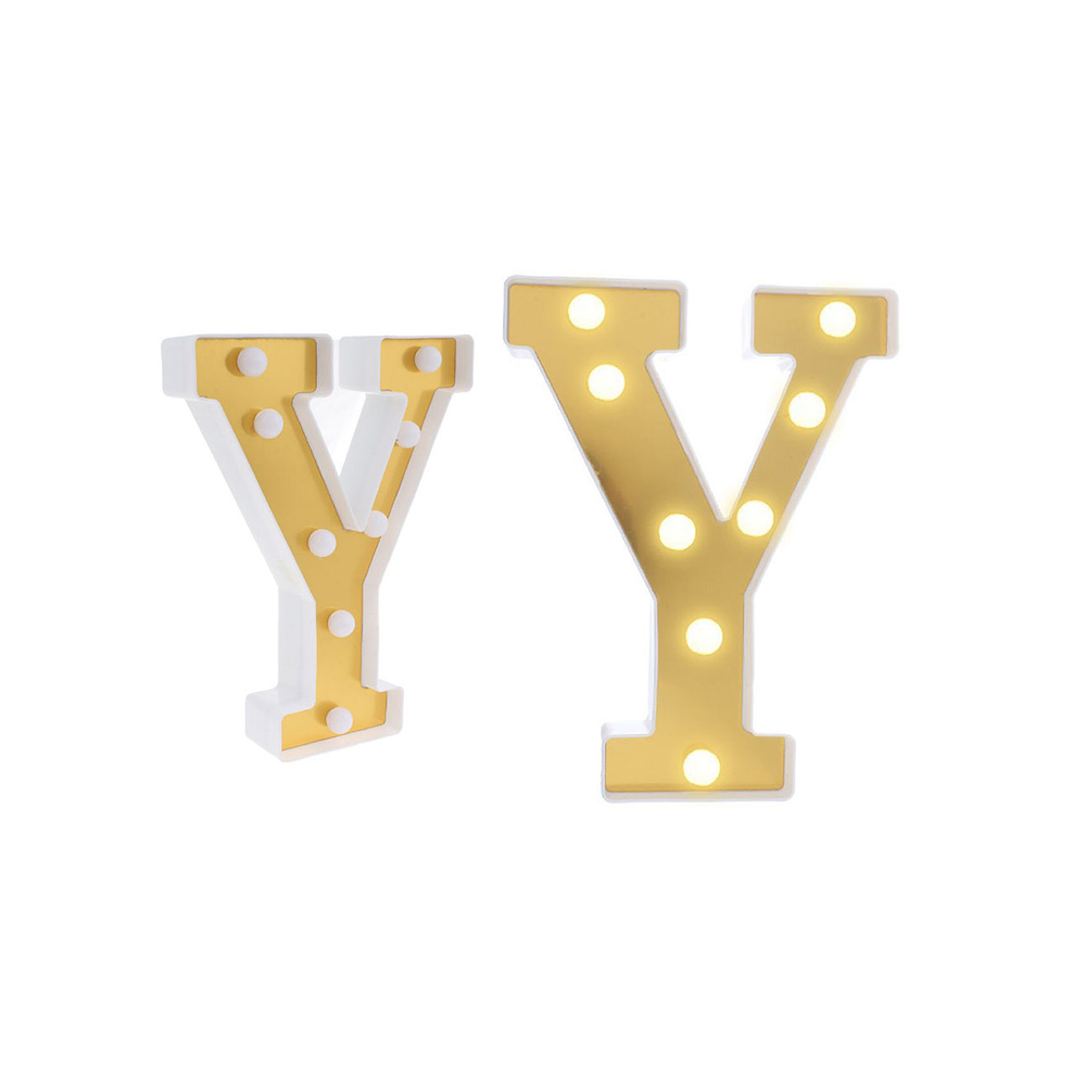 Letra Y dorada con luz LED 22cm