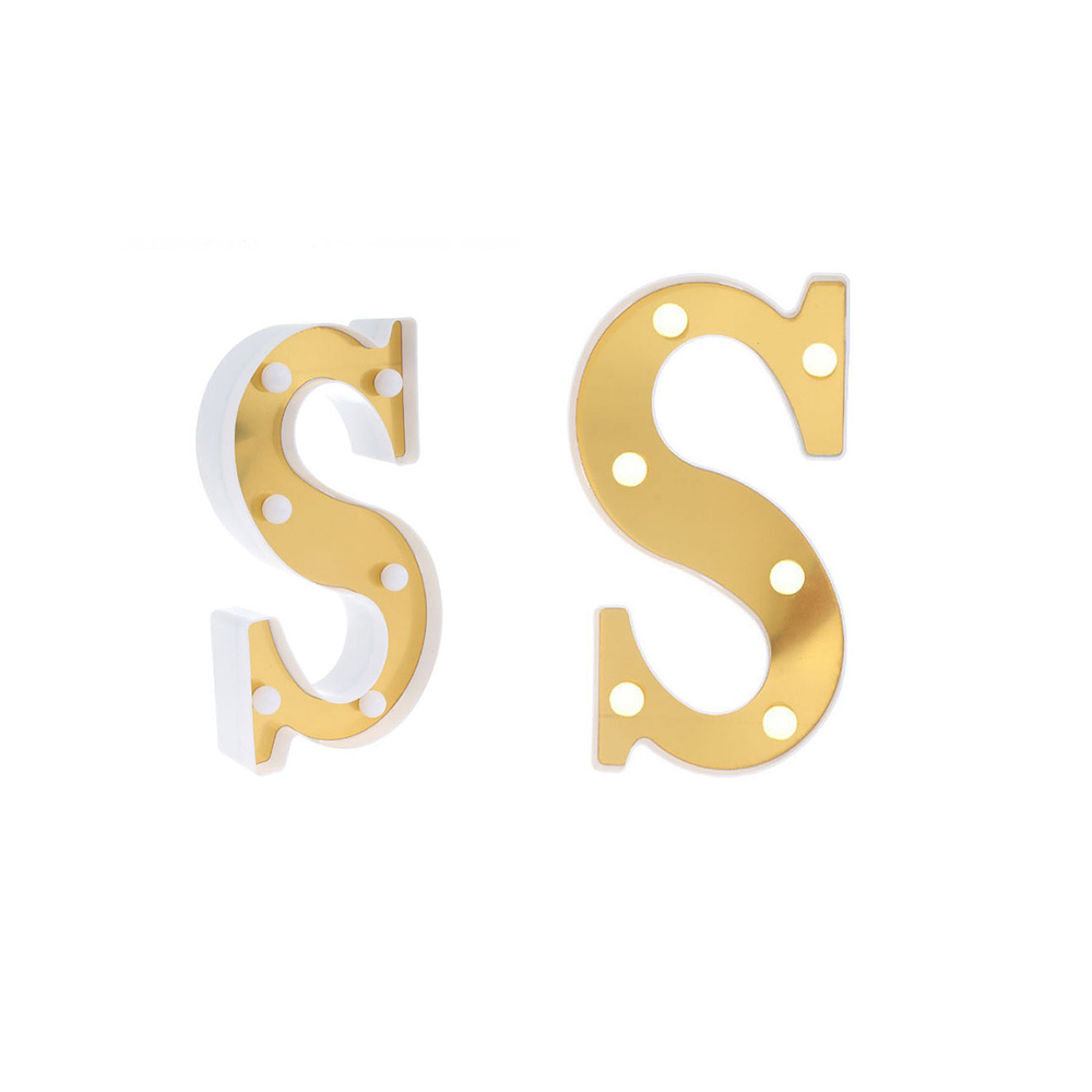 Letra S dorada con luz LED 22cm