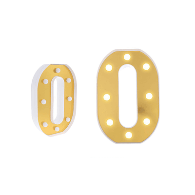 Letra O dorada con luz LED 22cm