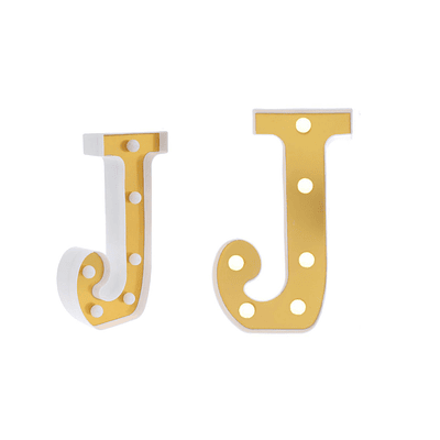 Letra J dorada con luz LED 22cm