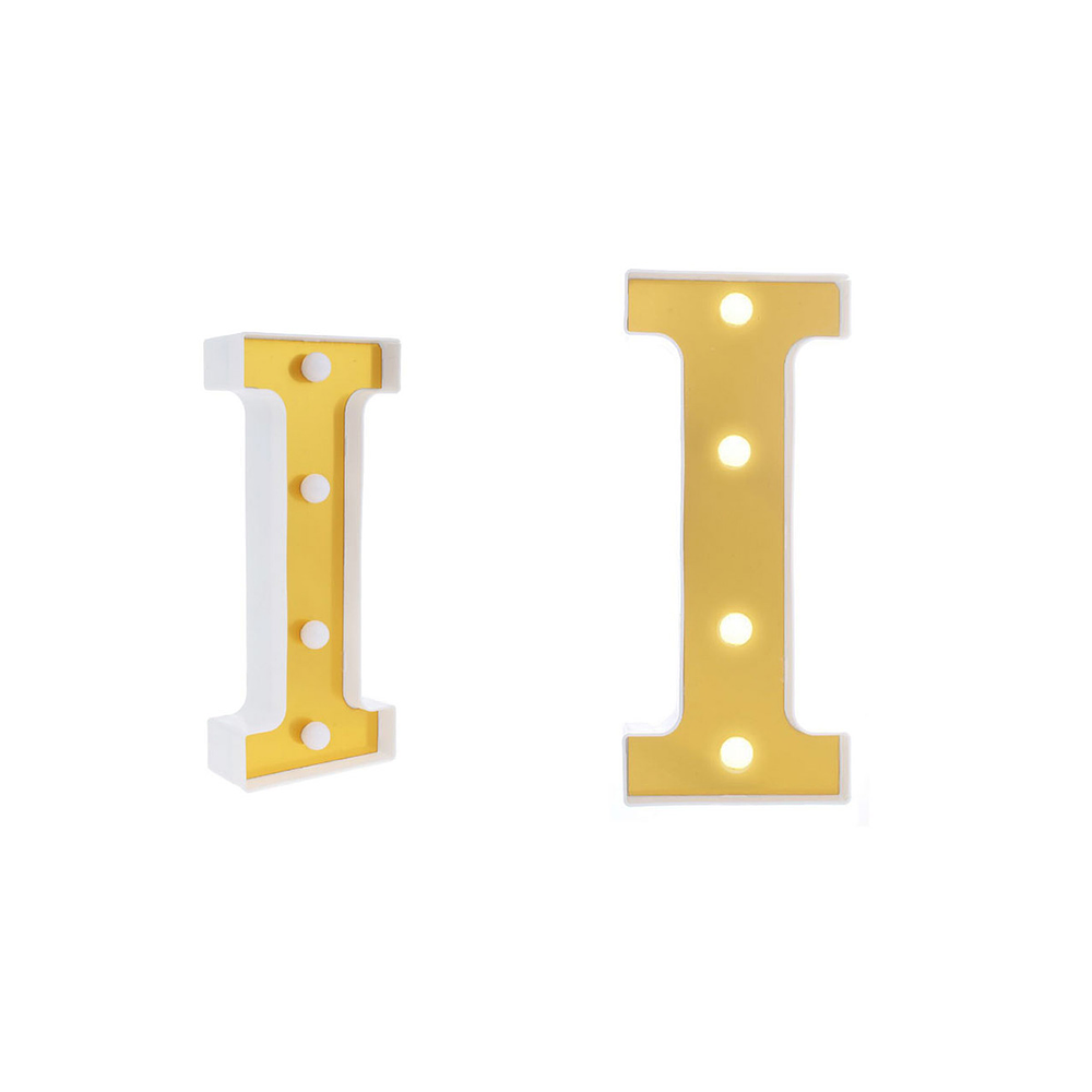Letra I dorada con luz LED 22cm