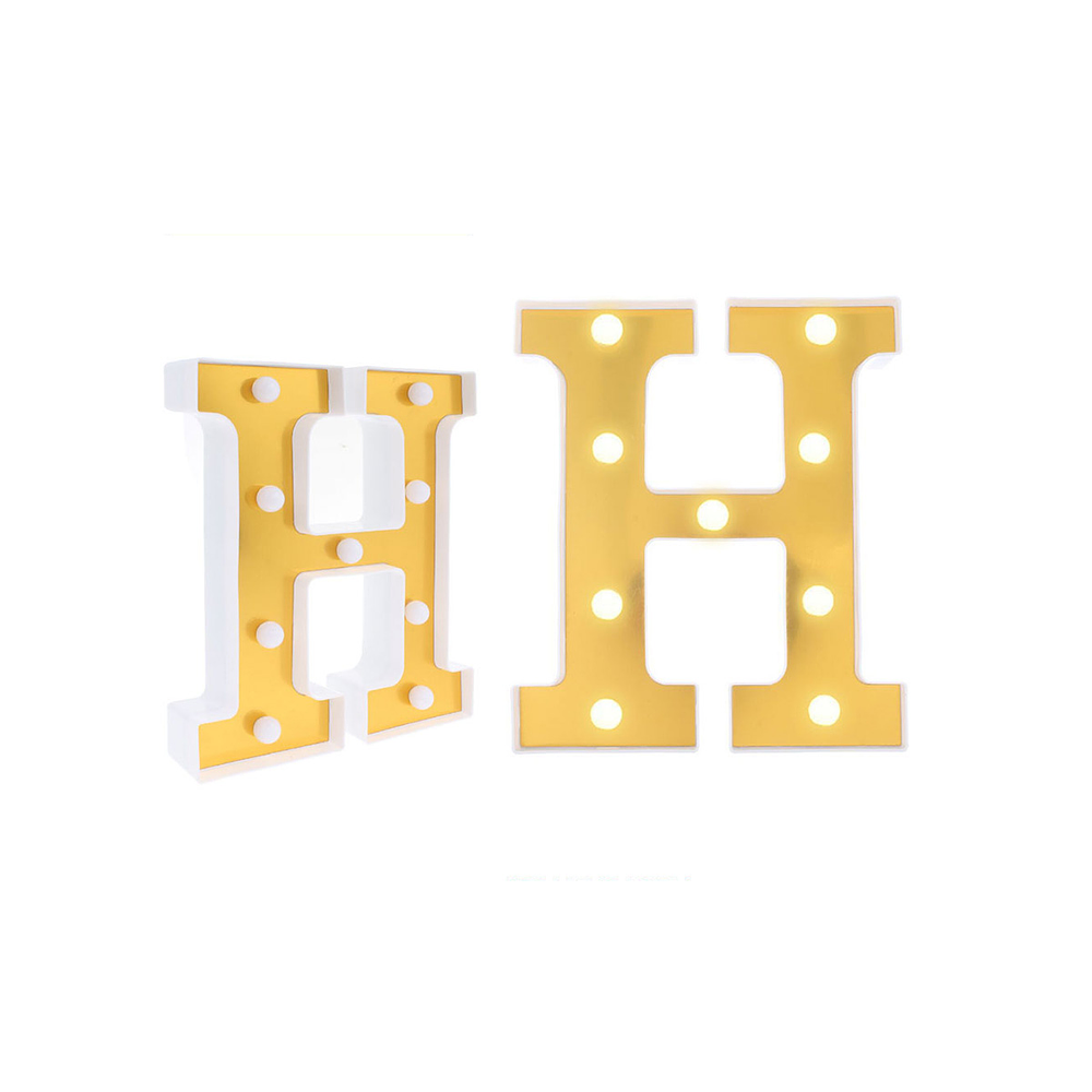 Letra H dorada con luz LED 22cm