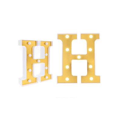 Letra H dorada con luz LED 22cm