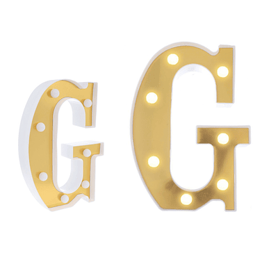 Letra G dorada con luz LED 22cm