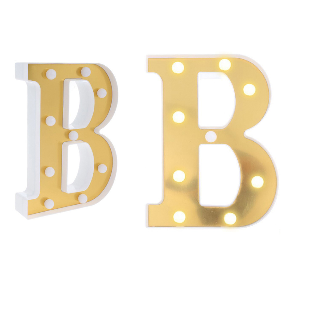Letra B dorada con luz LED 22cm