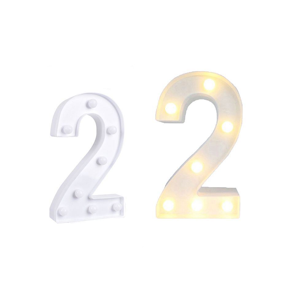 Número 2 con luz led 22cm 