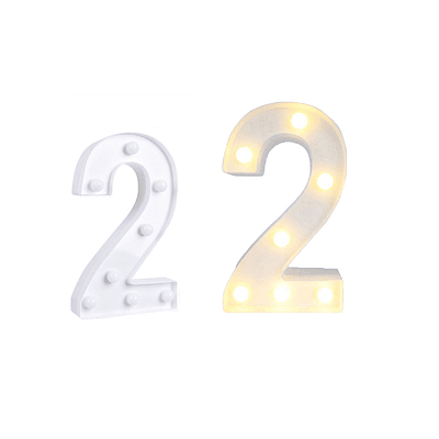Número 2 con luz led 22cm 