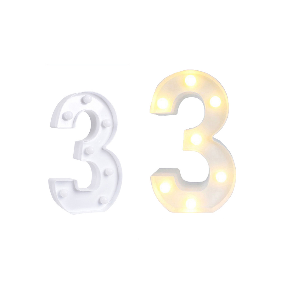 Número 3 con luz led 22cm 