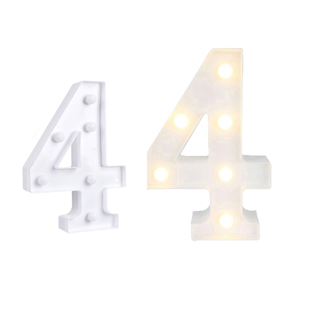 Número 4 con luz led 22cm 