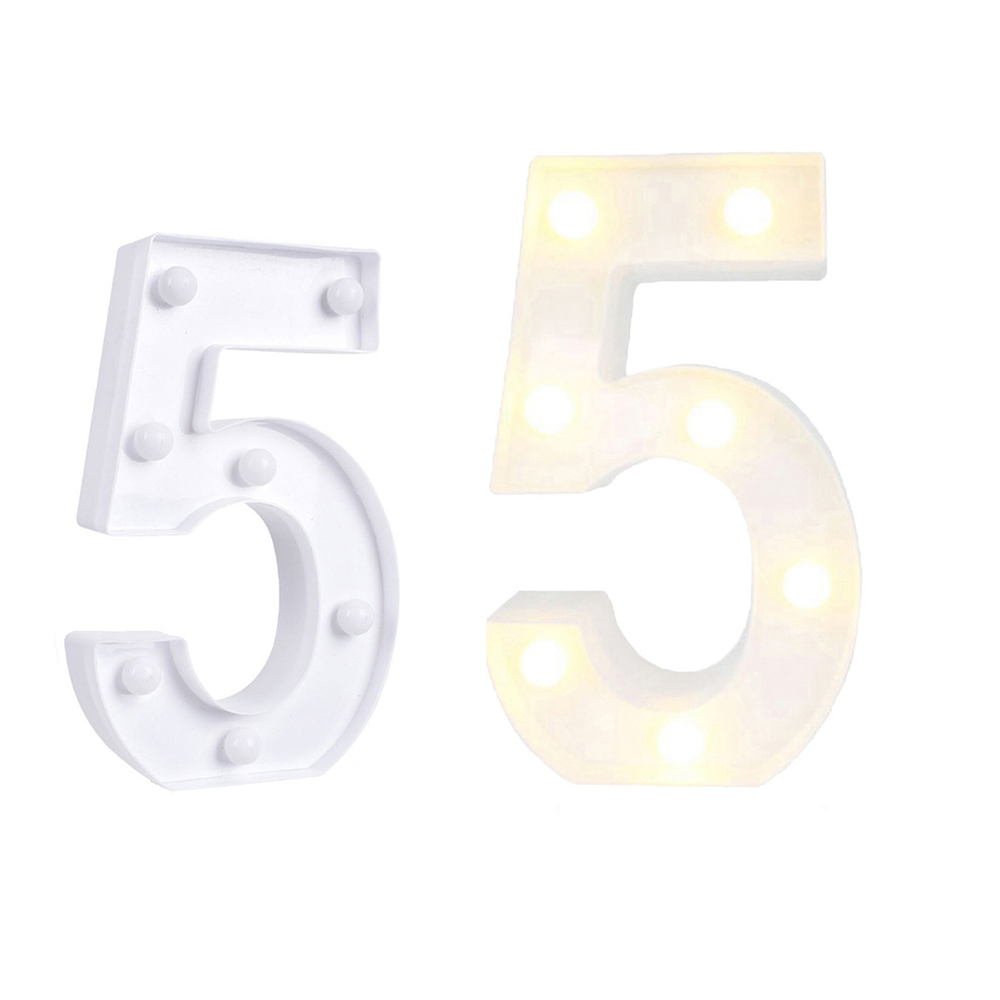 Número 5 con luz led 22cm 