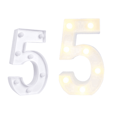 Número 5 con luz led 22cm 