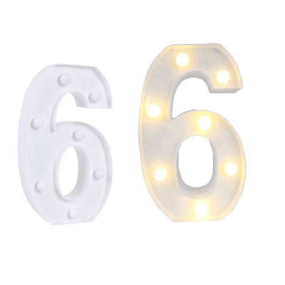 Número 6 con luz led 22cm 