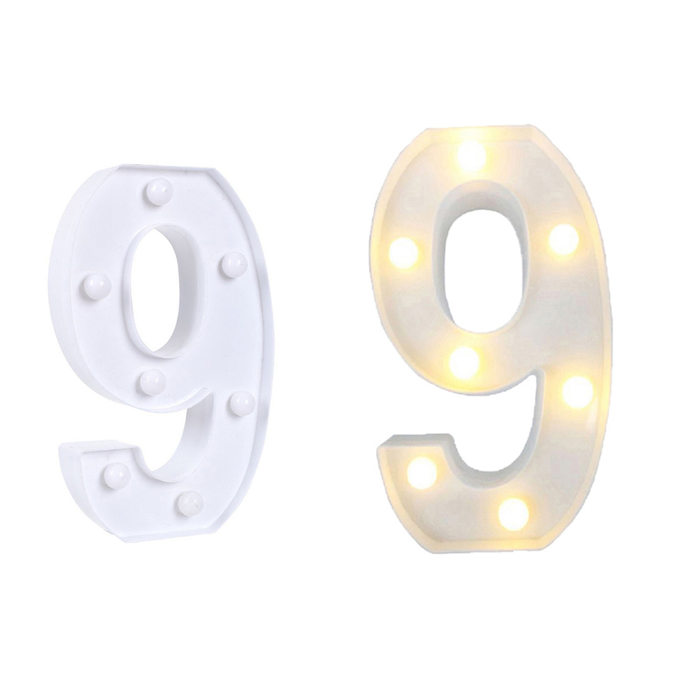 Número 9 con luz led 22cm 