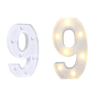 Número 9 con luz led 22cm 