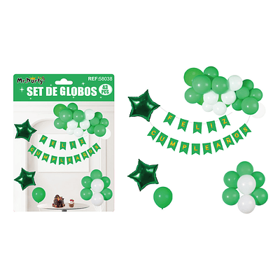 Set de globos cumpleaños y guirnalda verde 42pcs